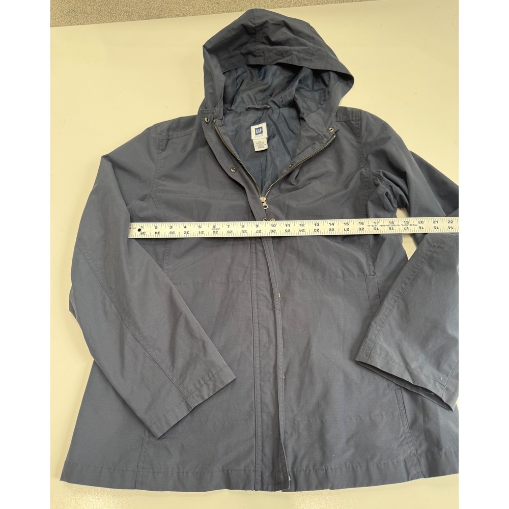 Gap Womens Navy Blue Hooded Windbreaker Full Zip Jacket Size M - Picture 3 of 4